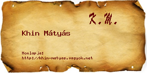 Khin Mátyás névjegykártya